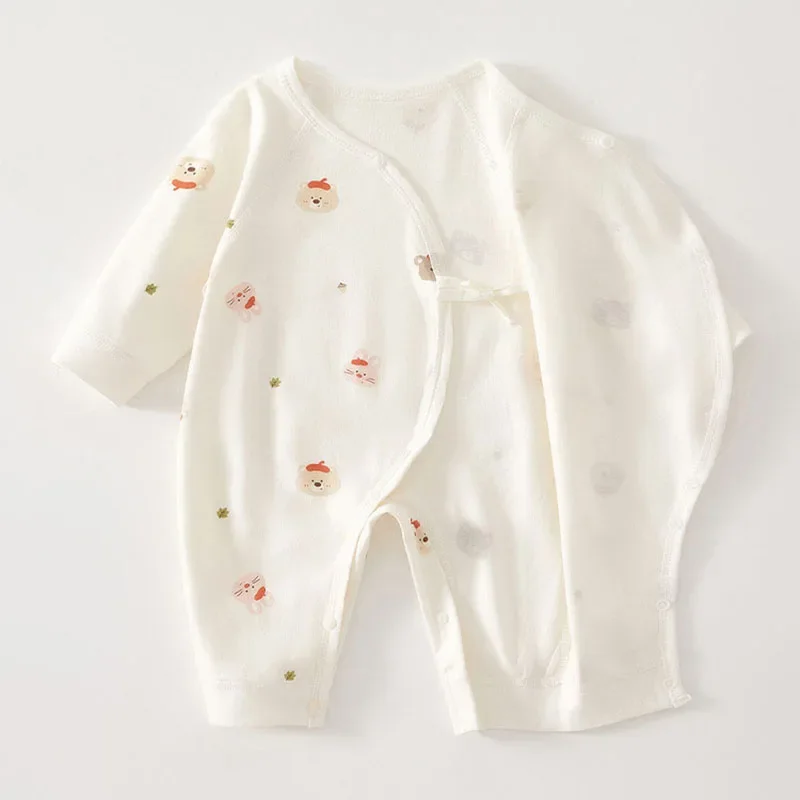 Cartoon Print Baby Long Sleeved Romper 0-6Month Newborn One Piece Outfit Boys Girls Cotton Jumpsuit Spring Autumn Kids Clothing