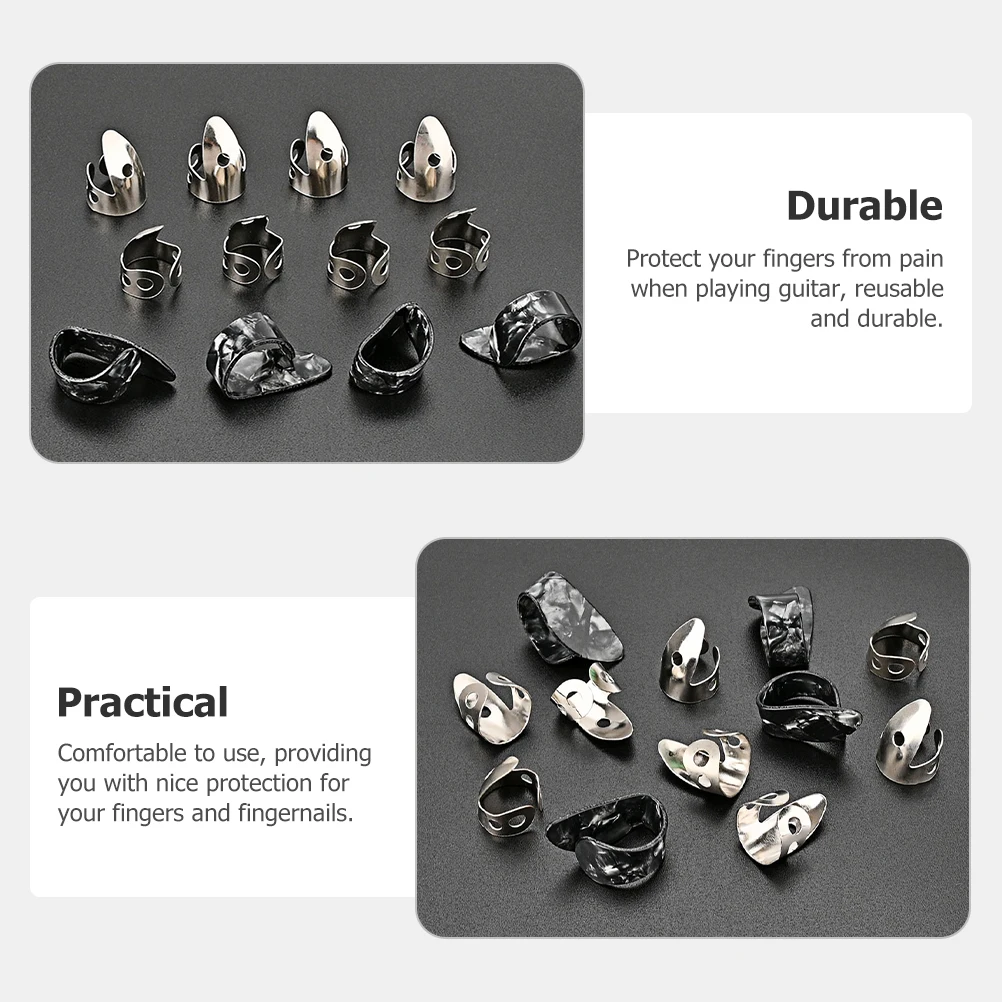 

12 Pcs Metal Finger Picks Durable Comfortable Guitar Accessories Protect Fingers Pain Sweat Realistic Sound Suitable Beginners