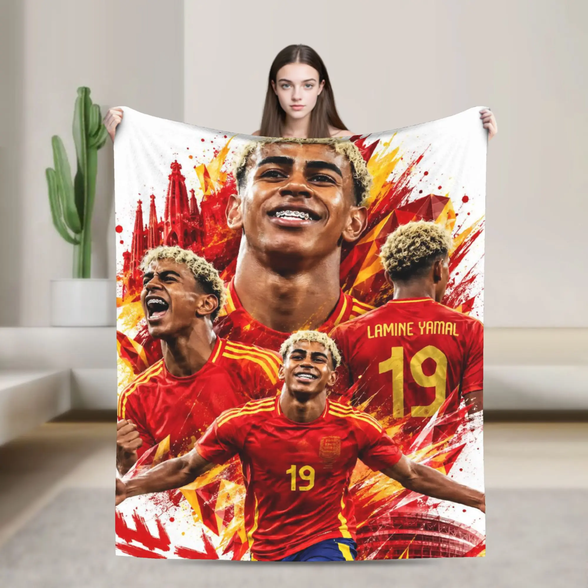 Football L-Lamine Yamal Spain Blanket Flannel Autumn  Multi-function Super Warm Throw Blankets for Bedding Couch Bedspreads