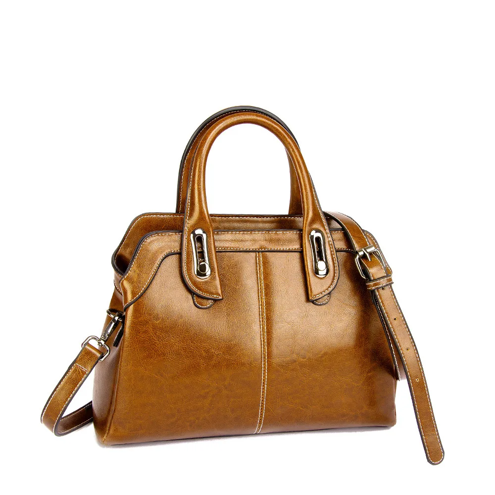 

Женская сумка из натуральной кожи с верхней ручкой, сумка через плечо, модные кошельки и сумки из воловьей кожи с масляным воском, сумки-мессенджеры