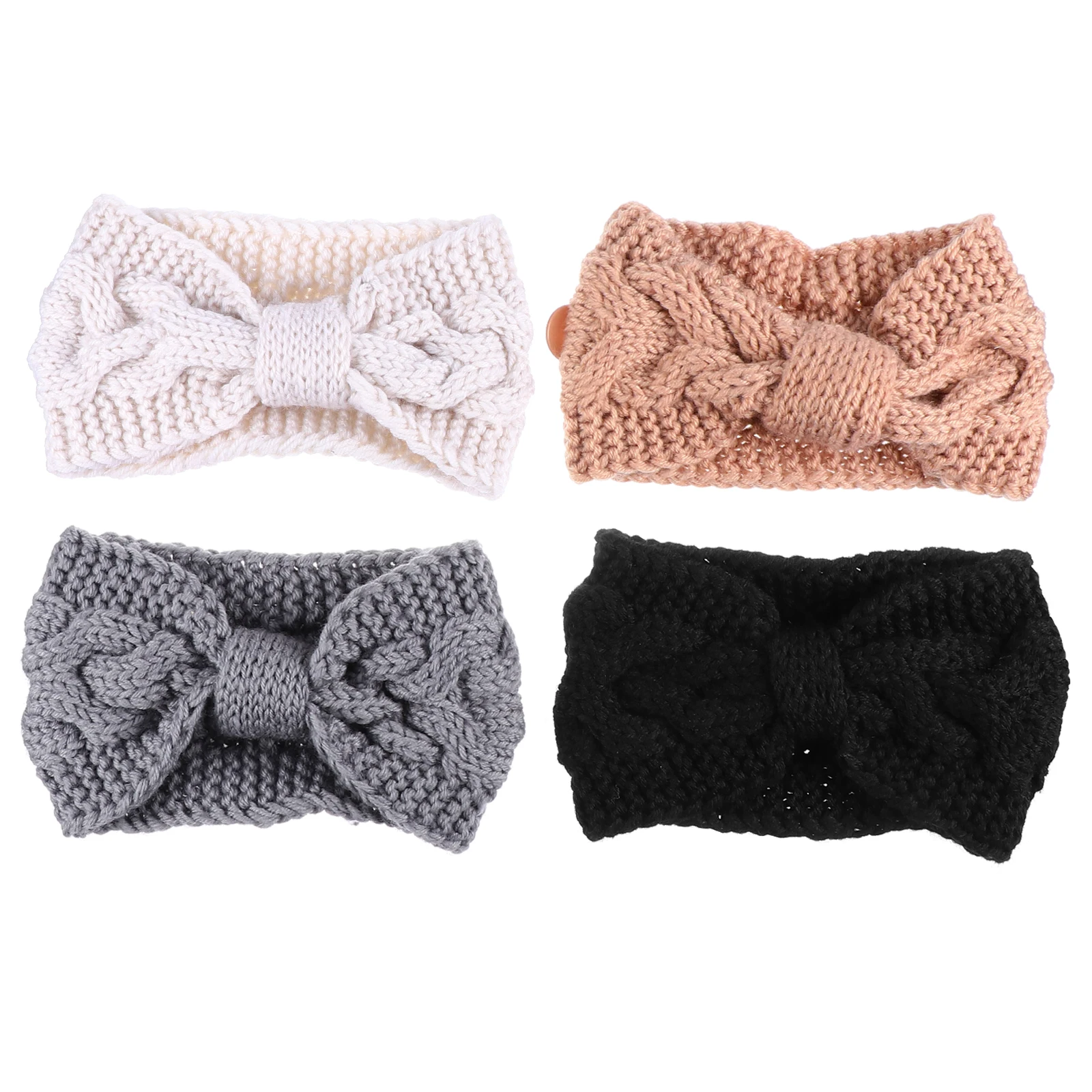 

4Pcs Knitted Button Headband for Mask Ear Saver Elastic Anti Hair Wrinkle Gentle Skin No Fade Travel Camping Hiking for Women