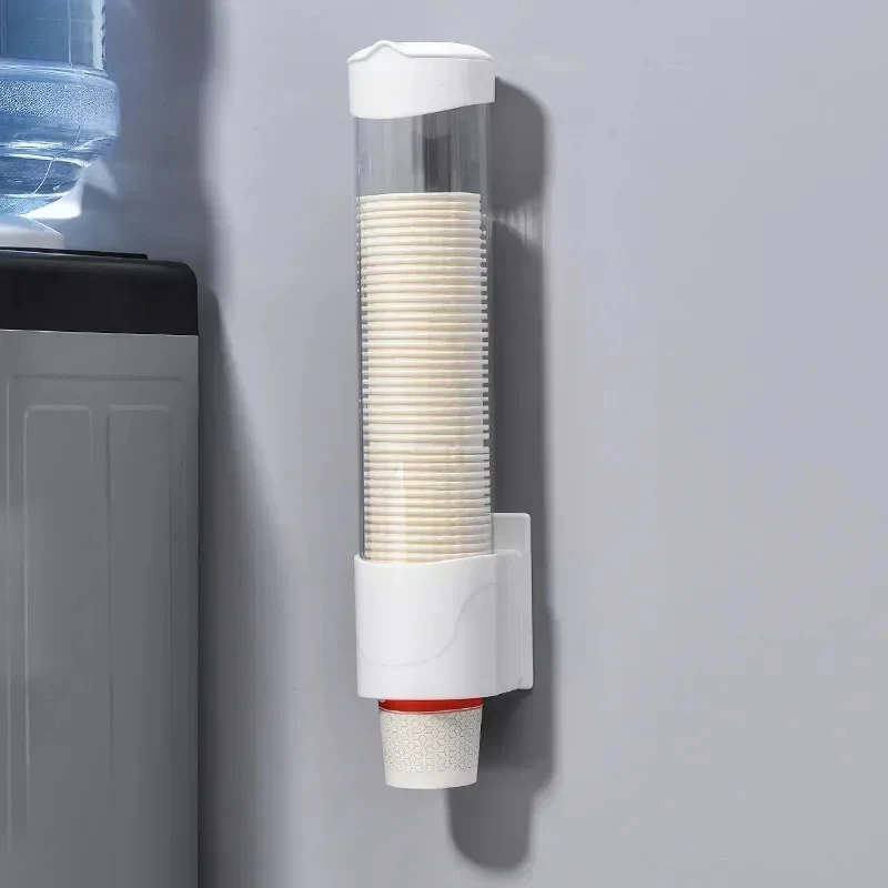 Dispensador automático de vasos desechables, estante de plástico para almacenamiento de papel y polvo, novedad de 2024