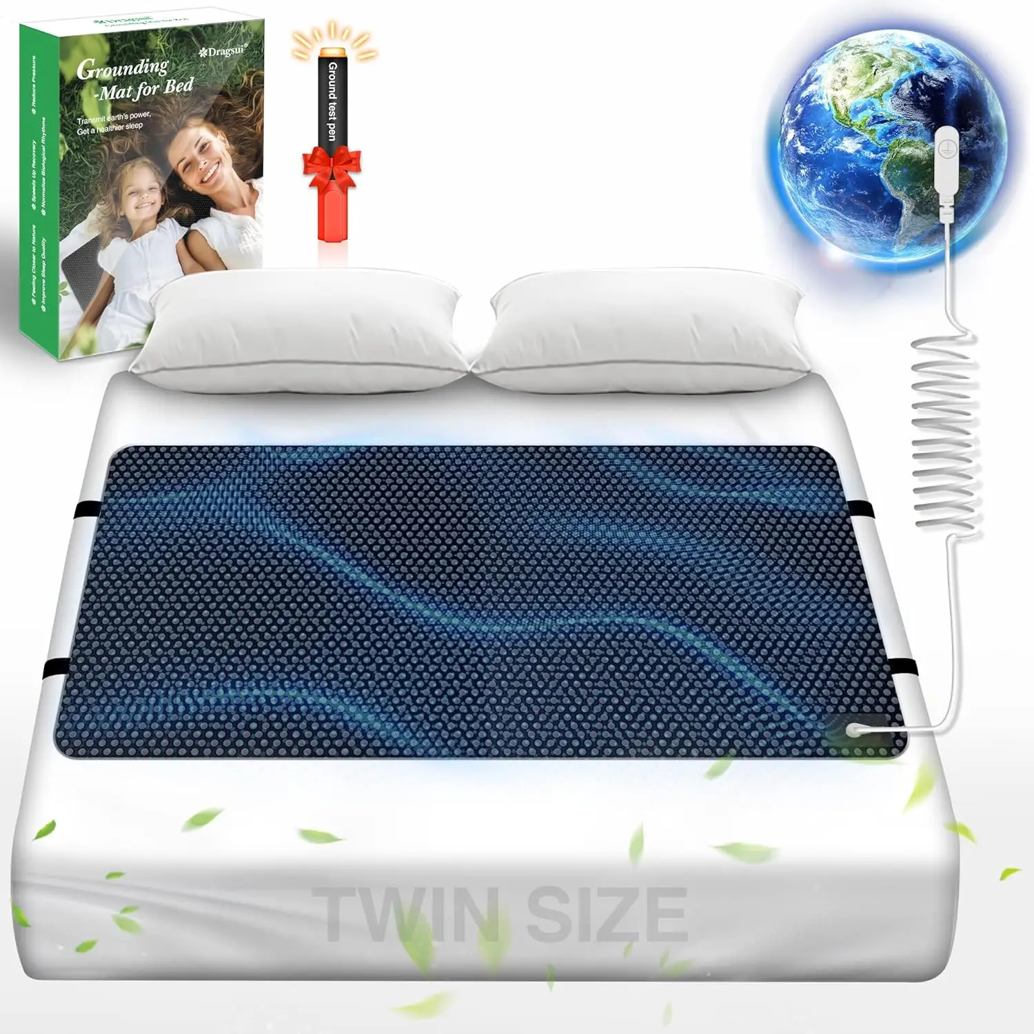

Grounding Mat For Bed, Grounding Pad For Sleep, Anti-Slip Pu Leather Grounding Mattr With Grounding Cord, 27''×39‘’, Twin