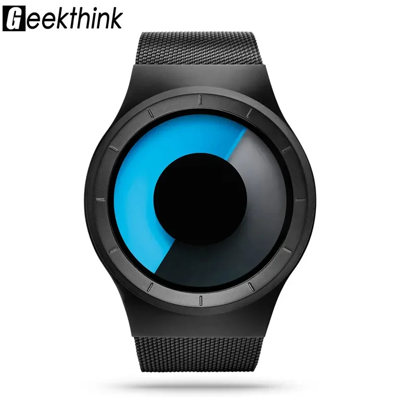 GEEKTHINK Relojes Cuarzo de Los Hombres de Primeras Marcas de Lujo Ocasional Unisex Reloj de la Banda de Malla De acero Inoxidable mujer Hombre