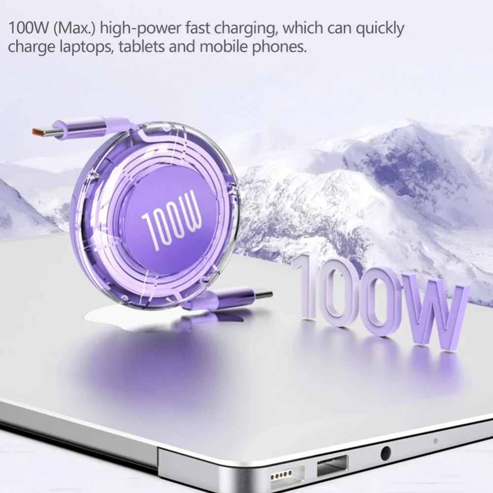Kabel USB-C do USB-C 100W z wysuwanym złączem, szybkie ładowanie, kabel do telefonu iPhone 15, Huawei, Xiaomi, MacBook, iPad, kabel USB-C do transmisji danych — zdjęcie 5