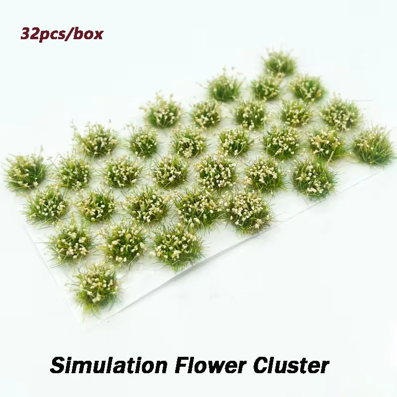 

32pcs Diy Simulation Miniature Flower Cluster HO Model Making Kits Military Scene Railway Train Layout Garden Decor for Diorama