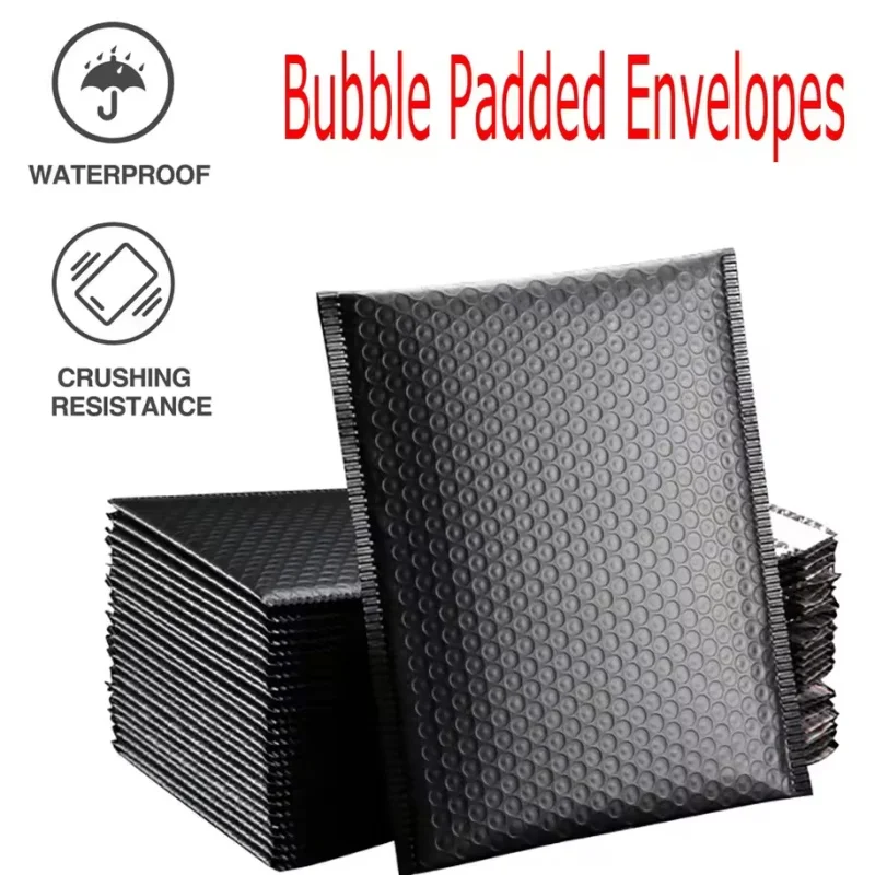 100pcs Thick Self-Adhesive Black Bubble Bag Envelope Packaging Bag Mobile Phone Packaging Bag Cosmetic Packaging Bag