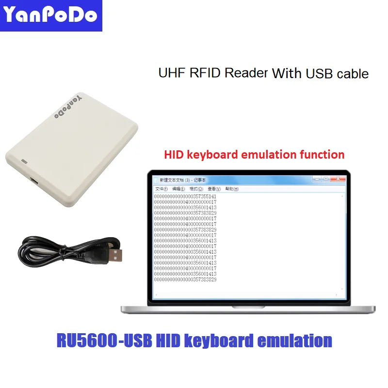 Yanpodo-lector de RFID de escritorio USB, copiadora de 10cm-1m, 860Mhz ~ 960Mhz, UHF, gratis java C ++ C # SDK para sistema Android