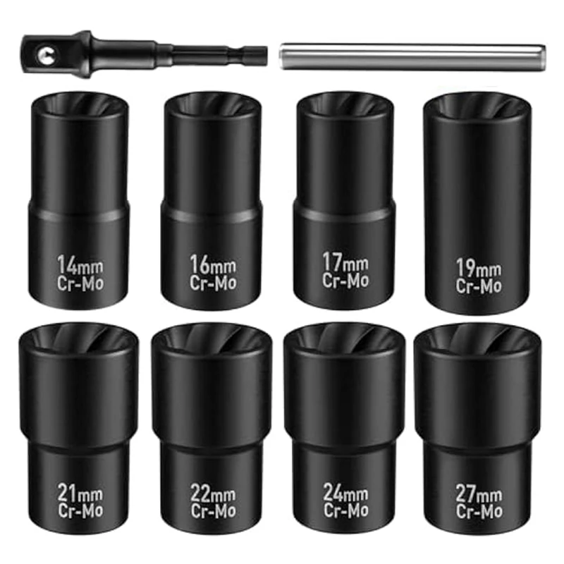 

Wheel Lock Removal Kit,10Pcs Lug Nut Remover,1/2Inch-Drive Impact Out Bolt Extractor Socket For Removing Damaged Durable