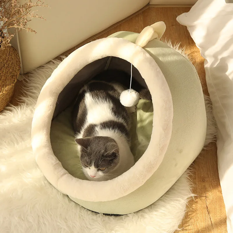 Pet Cat\'S Bed Warm Cat House Soft Plush Round BedsTent Carrier Dogs And Cats Basket Pillow Cave Mat Pet Accessories For Supplies