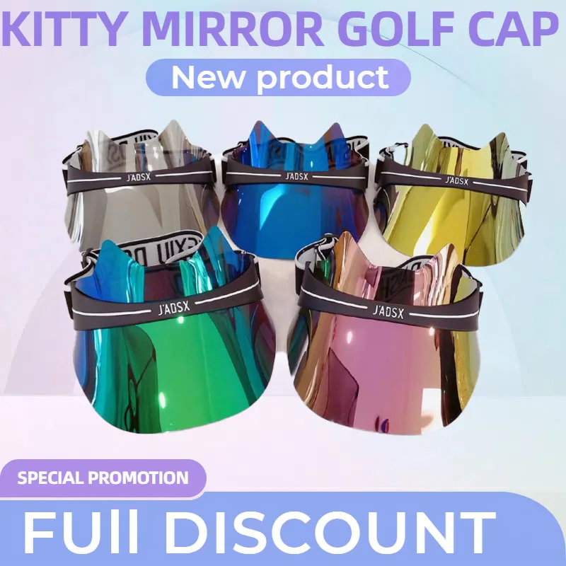 

Gradient 7 Colors Mirror Visor Golf Cap Bling Casual Sport Kitty Sun Hats Fashion Adjustable UV Protect Sunblock Travel Vacation