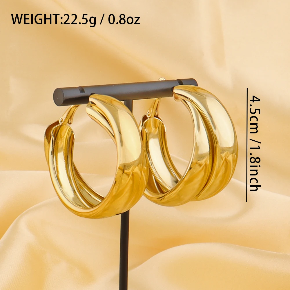 

Charms Glossy Double Ear Buckle Gold Color Earrings for Women free shipping halloween Hoop Earrings Fine Jewelry Accessories