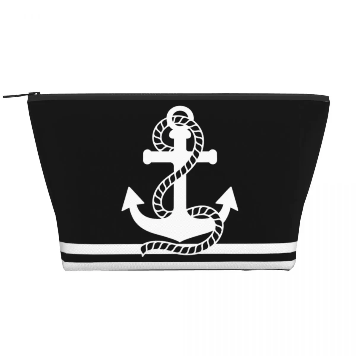 Black White Nautical Stripes And Anchor Makeup Bag Women Travel Cosmetic Organizer Fashion Sailing Sailor Storage Toiletry Bags