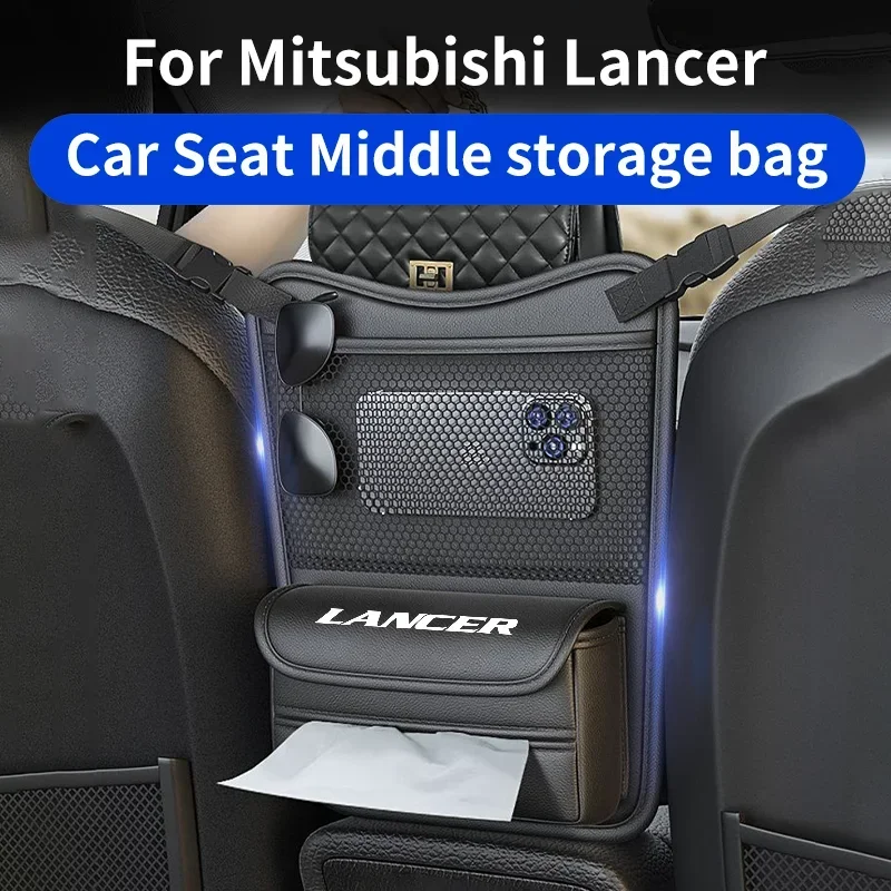 Leather Car Armrest Box Storage For Mitsubishi Lancer 10 3 9 EVO X Asx Auto Seat Middle Storage Bag Hanging Organizer Holder