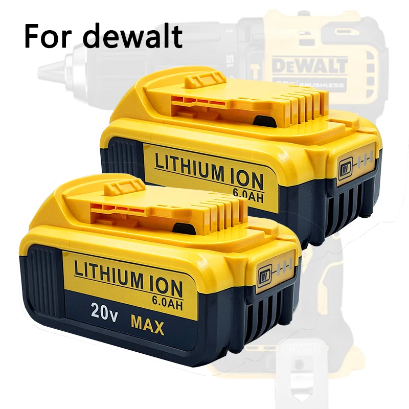 Tool battery 20V 4.0Ah 5.0Ah 6.0Ah Replaceable Lithium Batteries for Dewalt 20v MAX DCB200 DCB201 DCB203 Power Tools Spare Batte