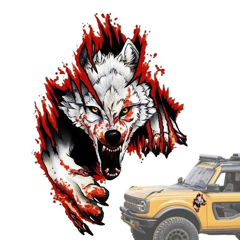 Pegatina de cabeza de Lobo para carrocería de coche, calcomanías divertidas de PVC impermeables, decoración de ventana de coche, decoración Exterior