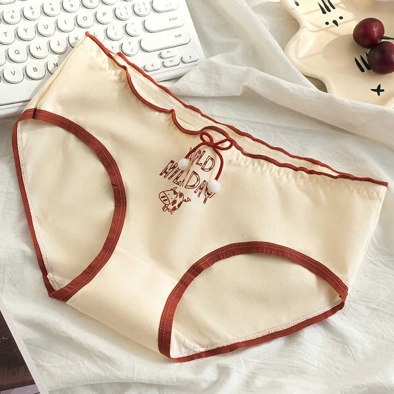 1pcs Cotton Panties Student Cartoon Print Underwears Girls Breathable Underpant Sweet Panty Female Mid Waist Comfort Soft Briefs
