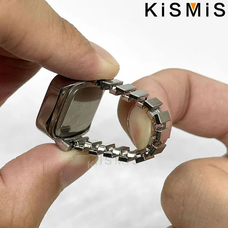 ساعة KISMIS الإبداعية الدائري، سبيكة شل إصبع التعميم الهاتفي زوجين ووتش للرجال والنساء، جديد حار بيع