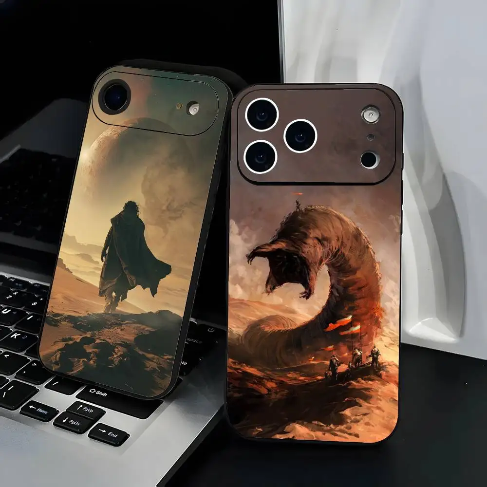 الخيال العلمي فيلم الكثبان الرملية جزء حالة الهاتف أزياء الأسود متجمد TPU حالة الهاتف لفون 12-17. تصميم مطلي بخاخ للأشعة فوق البنفسجية، مضاد للسقوط #1