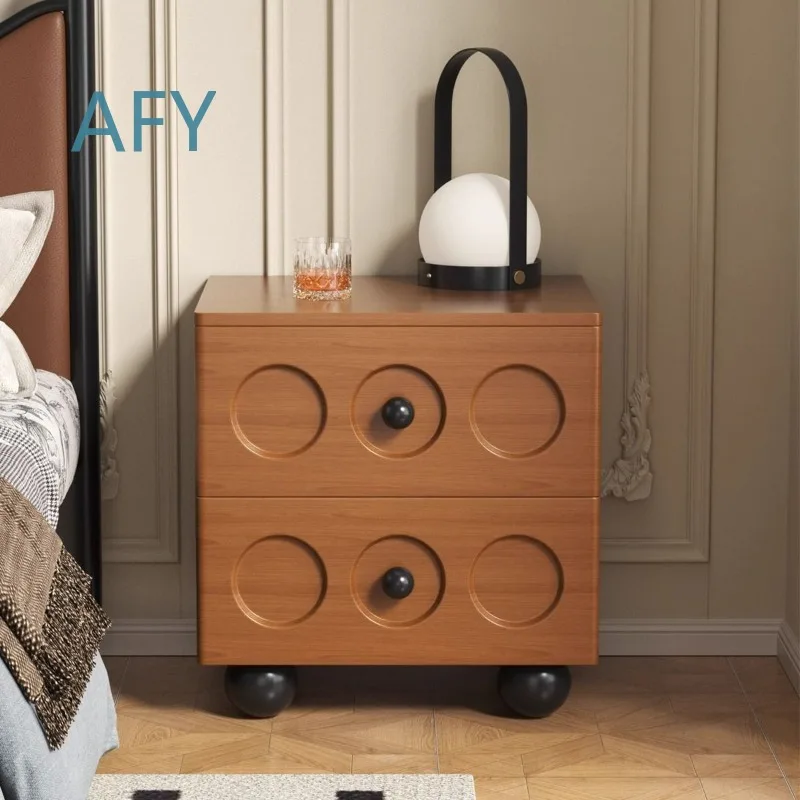 Wooden Retro Luxury Bedside Tables for Bedroom Nightstands with 2 Drawers Storage Cabinet Organizer Night Table for Modern