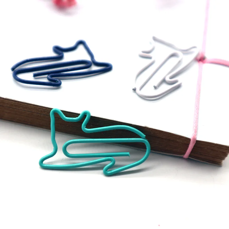 100Pcs Creative Cartoon Cat Paper Clips Bookmark Memo Documents Clips School Office Supplies Stationery