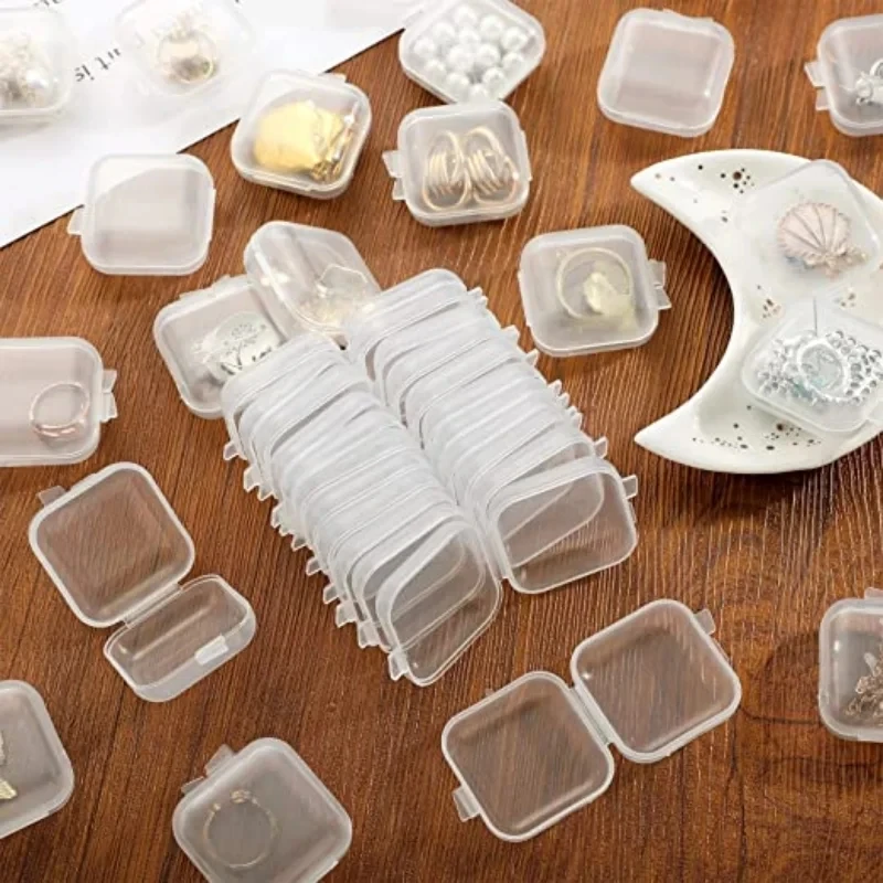Mini Storage Box, Transparent Square Plastic Box, Earrings, Necklaces, Jewelry Packaging, Storage Organizer