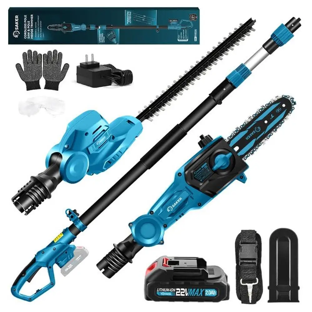 6 Inch Mini Chainsaw Pole Saw Pole Hedge Trimmer Tree Trimming Powerful Motor Rechargeable Large Capacity Battery Versatile Tool