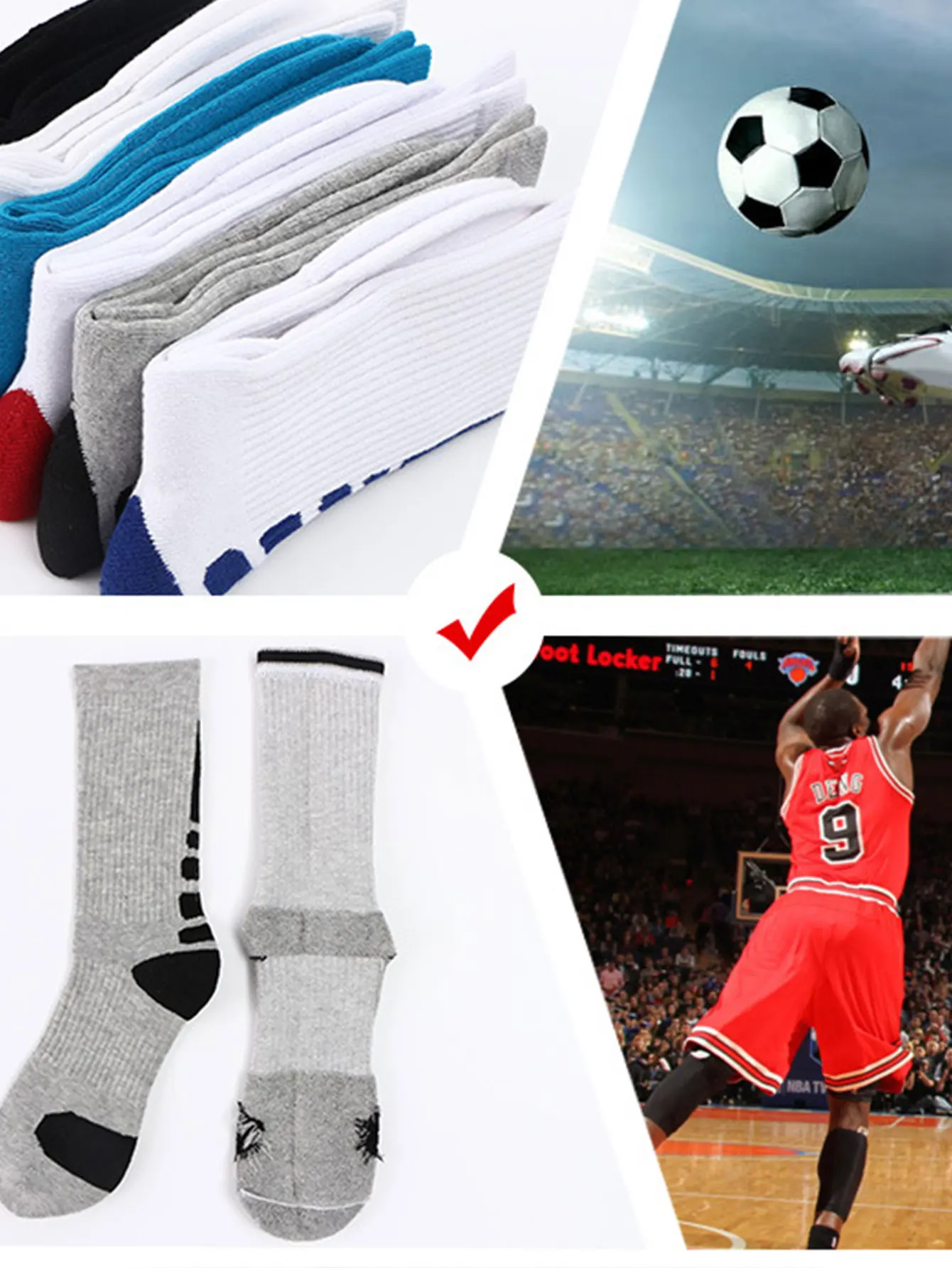 3 pairs of professional basketball training socks for men and women with mid length towel bottoms to absorb sweat