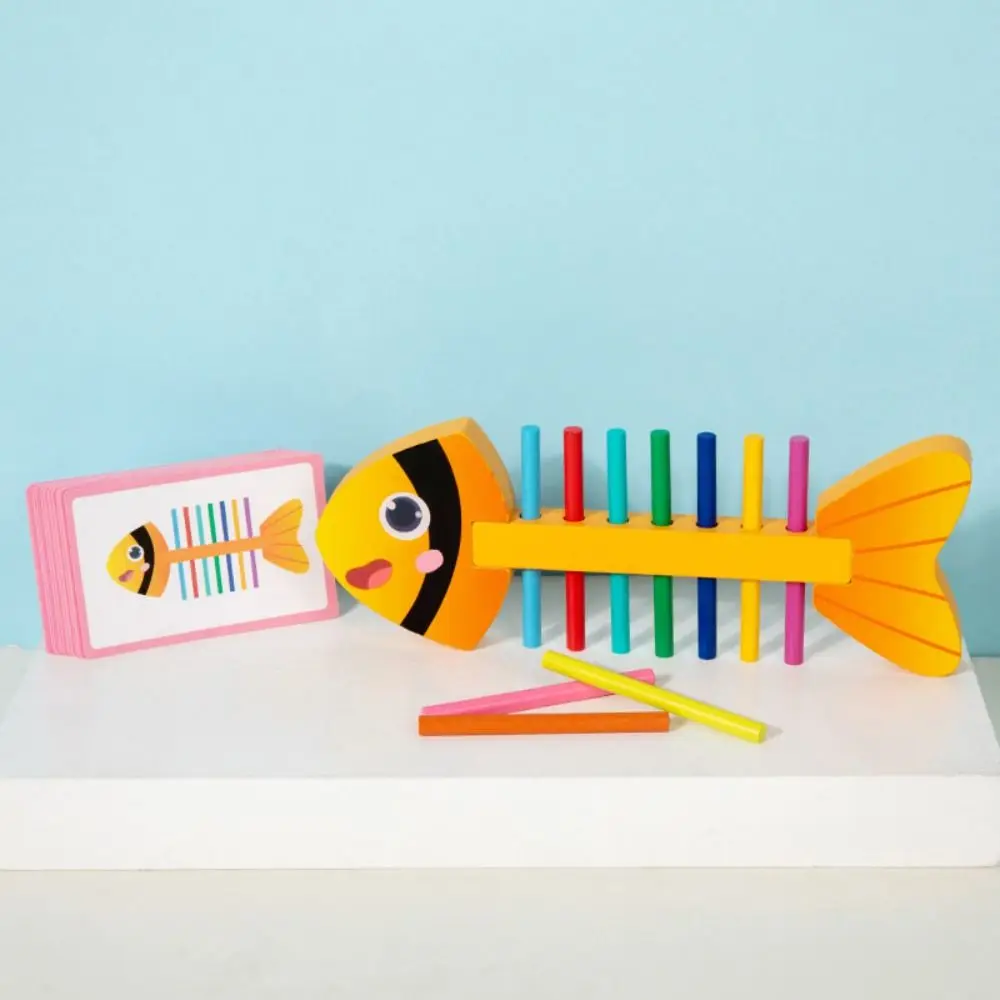 Jouets Montessori créatifs en bois en forme de poisson, Puzzle d'entraînement fin, tri des couleurs, éducation précoce, jouet interactif Parent-enfant
