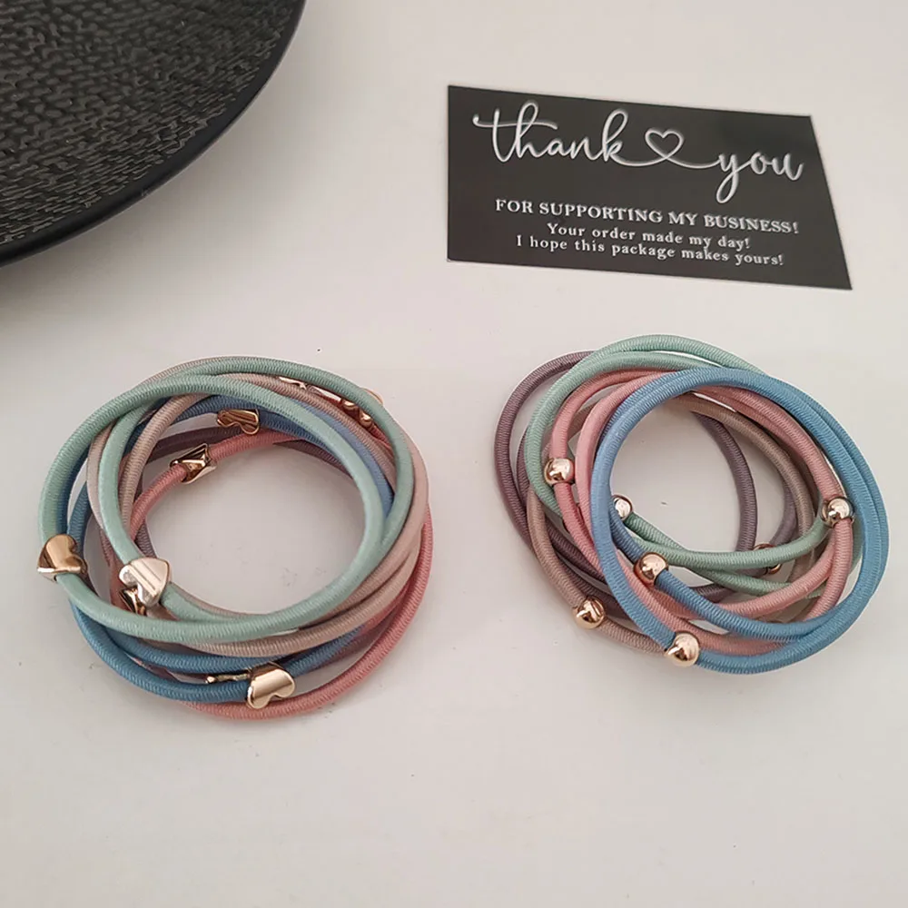 High Elasticity Geometric Hair Rope Simple Temperament Tied Hair Loop 10pc Spring Colorful Heart Elastic Hair Bands