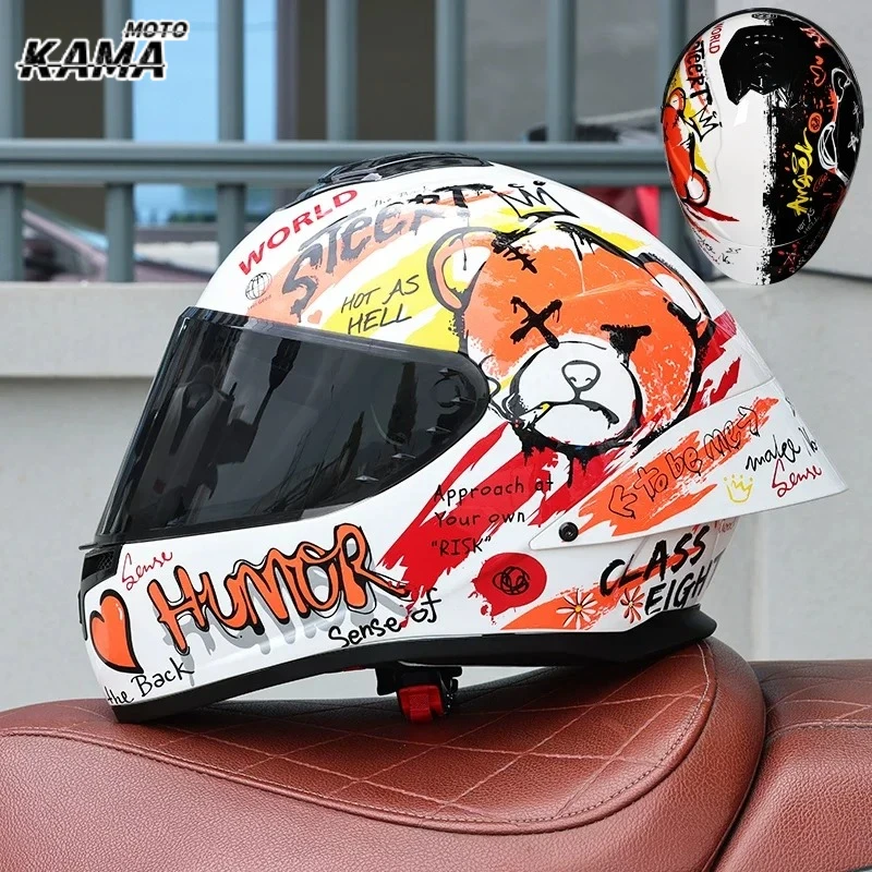 

ORZ-S802 NEW High-quality Motorcycle Full Face Helmet Large Tail Wing Men Women All Season Racing Casco Moto DOT Approved