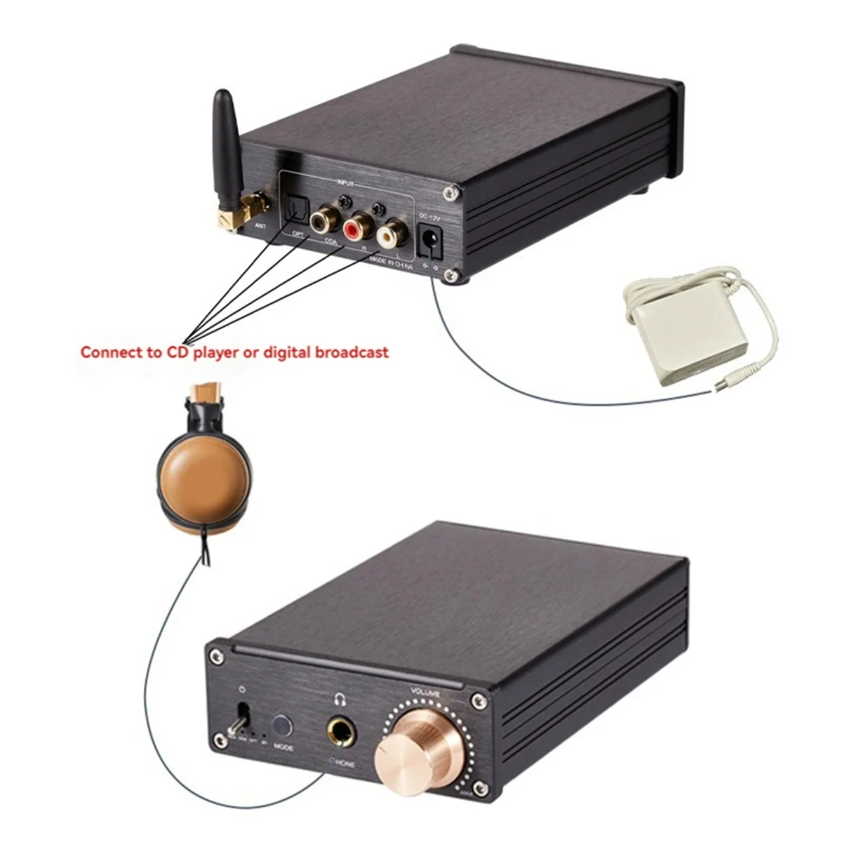 T06C-DAC A938 Bluetooth Decoder HiFi Decoder Versterker Audio Hoofdtelefoonversterker Decoder HiFi Home Stereo Luidspreker Ontvanger