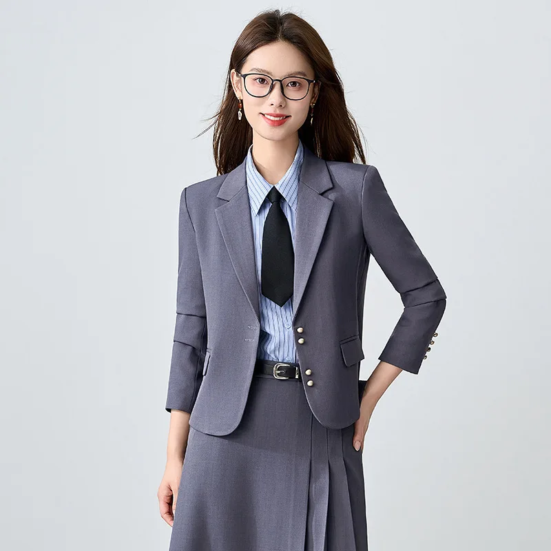 Professional Women's Suit Dress2025New High-End Feel Teacher Certification Interview Outfit Workplace Formal Wear Petite Suit