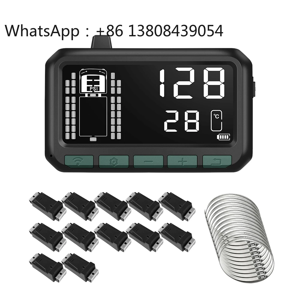 

Беспроводная цифровая система контроля давления в шинах для грузовиков (12 колес), универсальная, с 12 внутренними датчиками, модель для прямой поставки с завода