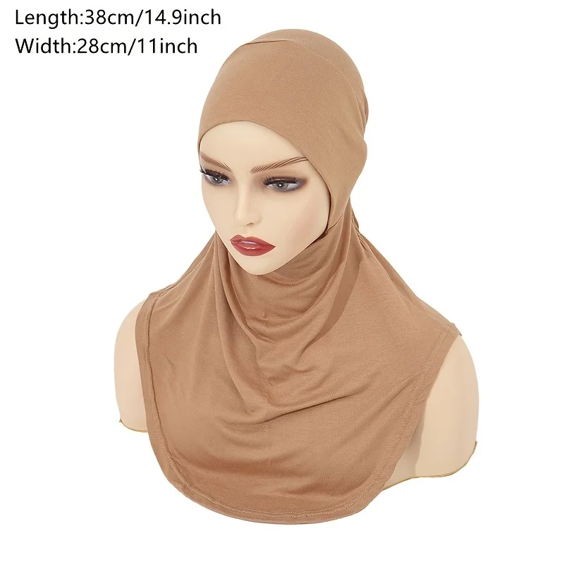 Ramadan Elastic Turban Cap Casual Solid Color Undercap Inner Hijab Hat Thin Breathable Head Scarf Head Wraps For Women