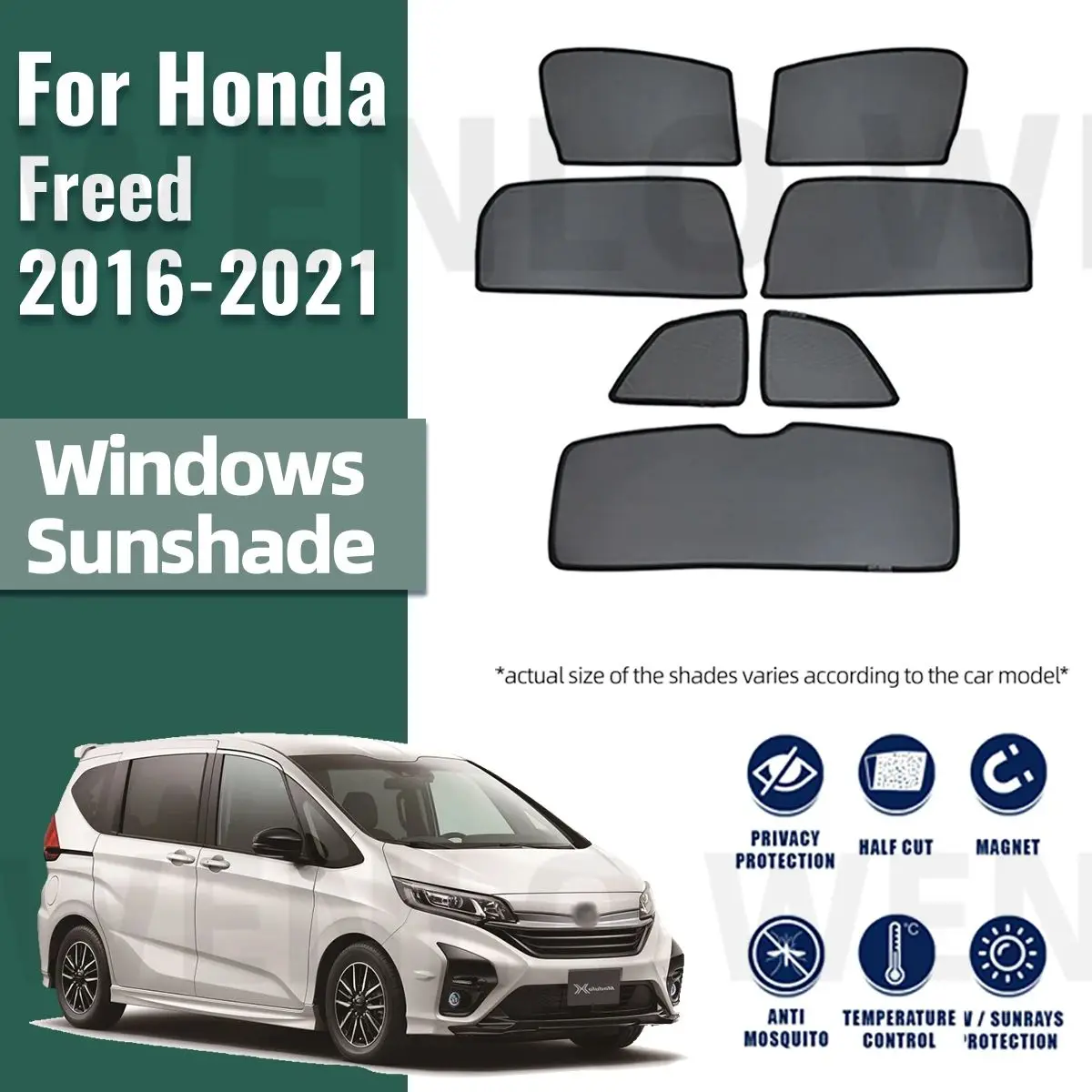 

For Honda Freed GB5 GB6 2016-2023 Front Windshield Frame Curtain Magnetic Car Sunshade Shield Rear Side Window Sun Shade Visor