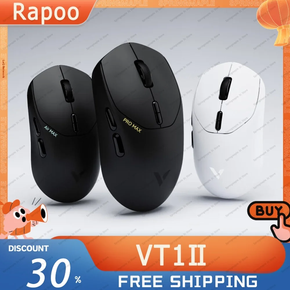 Мышь Rapoo VT1 Pro, двухрежимная, проводная/беспроводная, 4K Paw3950, двойная, высокоскоростная, легкая игровая мышь для маленьких и средних рук
