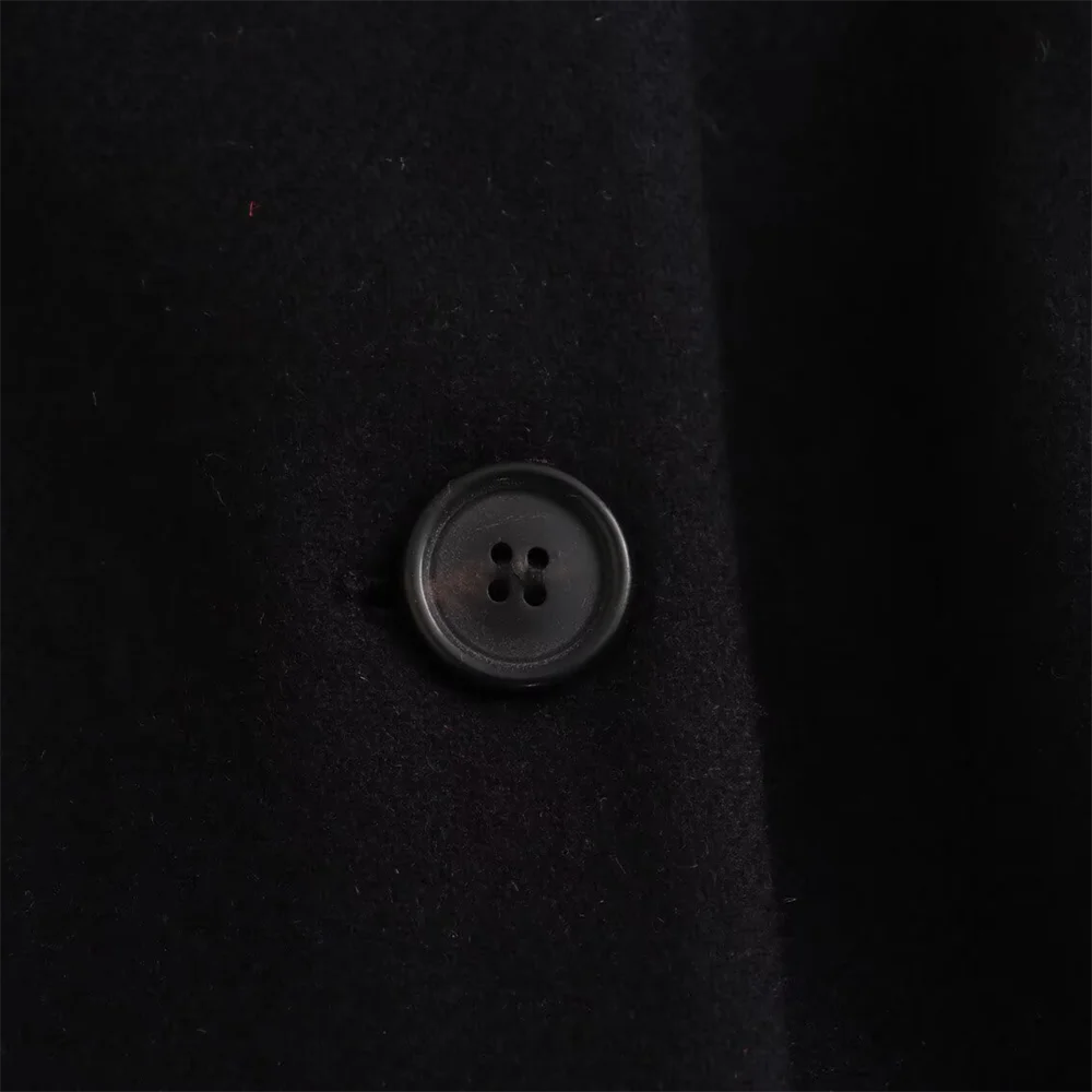 PB & ZA2024ฤดูใบไม้ร่วงเสื้อแจ็คเก็ตตัวยาวรุ่นหลวมๆสีดำกลางๆกันลมสะอาด