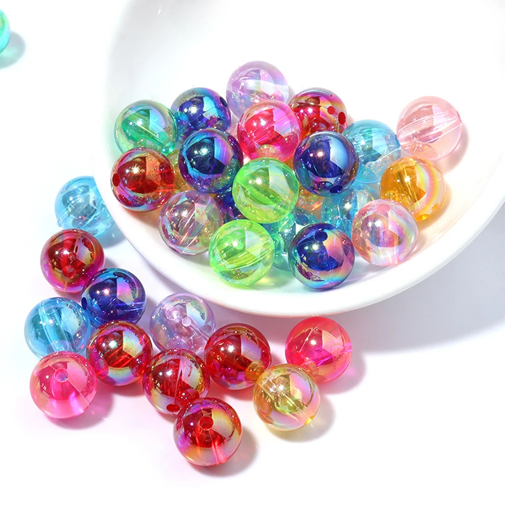 

200Pcs Acrylic Colorful Round Beads Loose Spacer Beads for DIY Jewelry Making Craft Supplies Bracelet Necklace