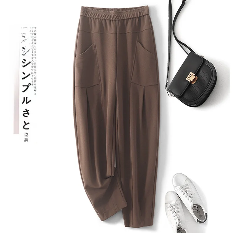 High Waist Loose Lantern Pants Women's Fashionable Wide Leg Carrot Pants Pure Color Warmth Slimming Spring Autumn New Style