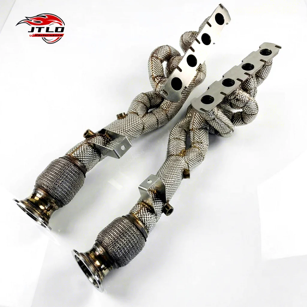 Full Heat Shield Wrapped Exhaust Headers For Audi R8 V8 4.2 Engine Performance Racing Exhaust Manifold 100% Fitment Pipe
