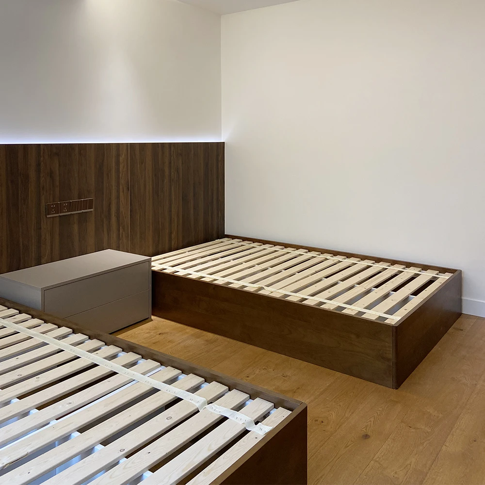 إطار سرير فردي من خشب البلوط الصلب مخصص مع لوح رأسي خشبي لأثاث غرف نوم المسنين #3