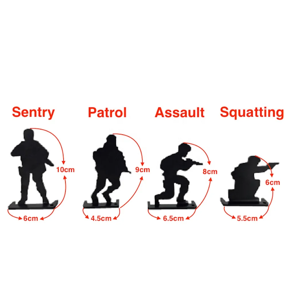 Tactical 4Pcs/set Metal Animal Soldier Humanoid Shape Silhouette Plinking Target for Hunting Shooting Practice Slingshot Airsoft