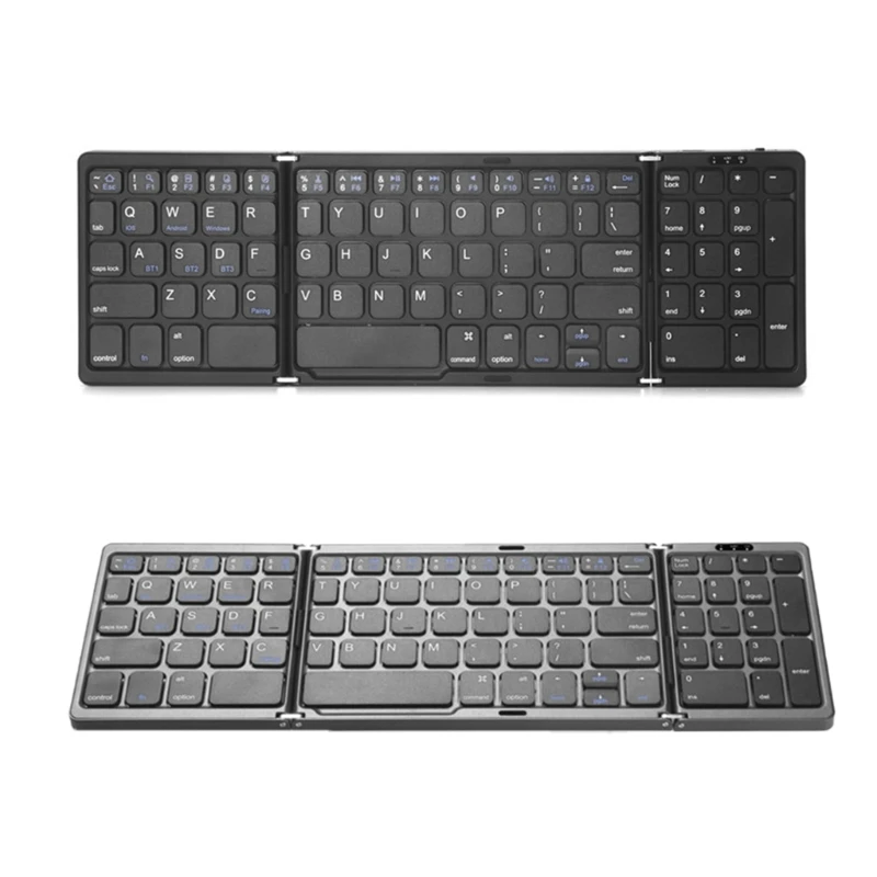 B089 Wireless Keyboard With Numeric Pad Trifold Pocket Sized Small and Thin Keypad Folding Keyboard For Traveler