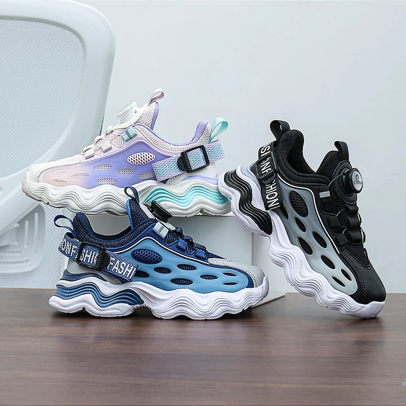 

Color-matching Gradient Children's and Parent-child Style Large-sized Thick-soled Cushioning Soft-soled Rebound Sports Shoes