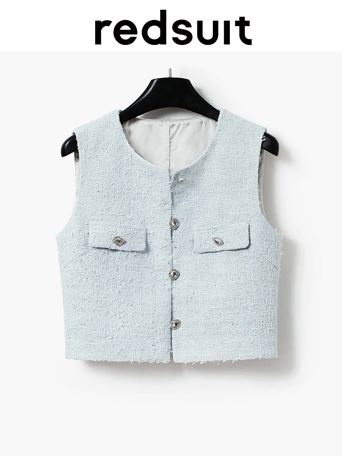 New High end blue socialite sleeveless vest fashionable versatile lightweight top Custom size