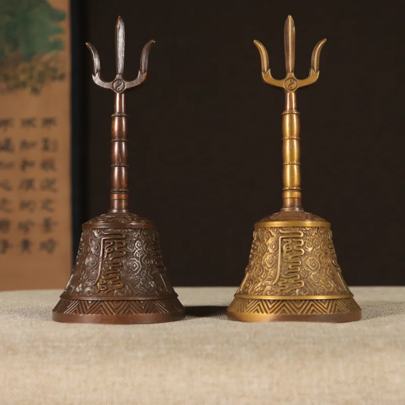 Sanqing Supplies: Taoist three-pronged , Tai Chi Bagua ancient hand , celestial bell, smooth and thickened copper