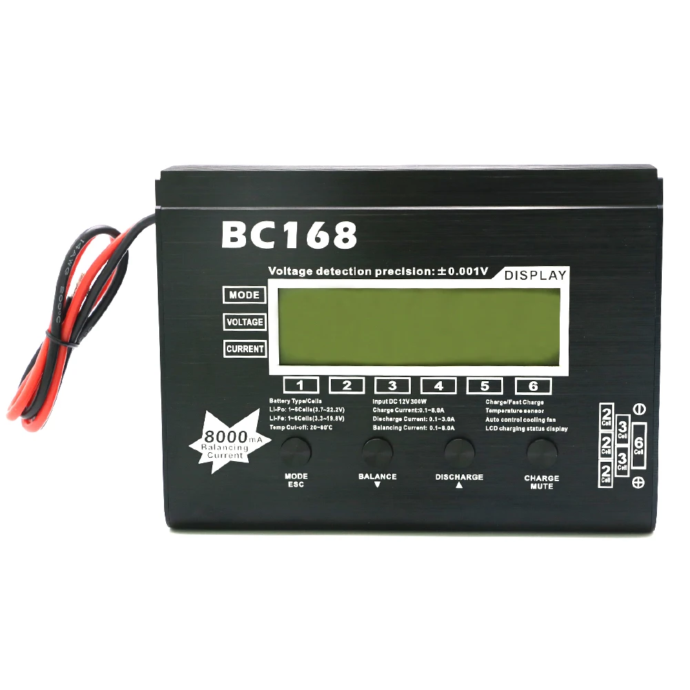 AOK BC168 1-6S 8A 200W HD LCD Screen Fast Charge Intellective Balance Lipo Battery Charger/Discharger for RC Airplane Toys