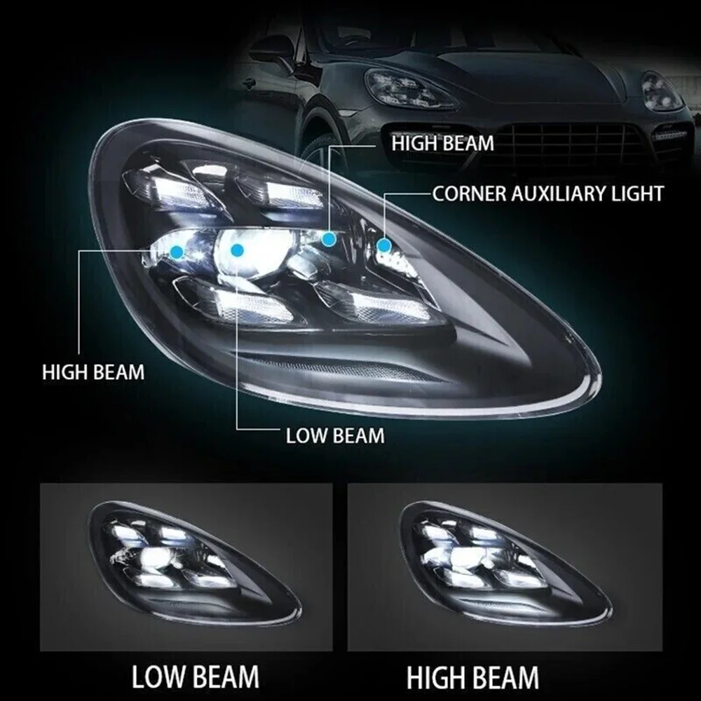 

Для Porsche Cayenne 957 2007-2010 светодиодные фары, обновленные светодиодные матричные передние фары в сборе, автомобильные аксессуары, фары