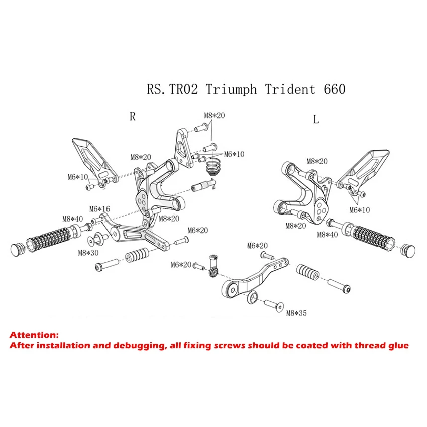 MOTO-TRON Motorcycle CNC Adjustable Rear Set Rearsets Footrest Foot Rest  For Triumph trident 660 2021-2024